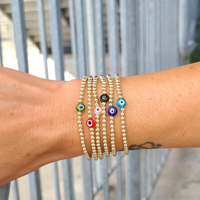 adjustable gemstone wrap bracelet-Adriana Evil Eye Bracelet