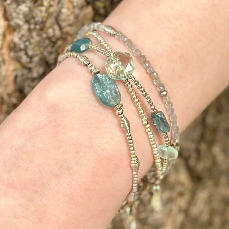 gold-plated bracelet with gemstones-Aqua All Around Bracelet