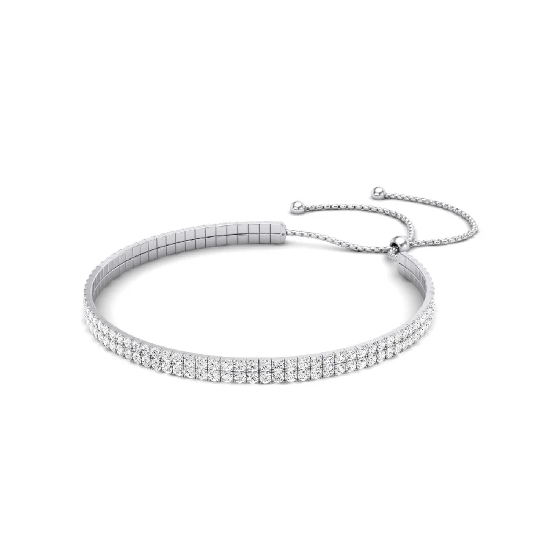 stackable bracelet for men with charm-Bethany Double Strand Modern Diamond Bracelet