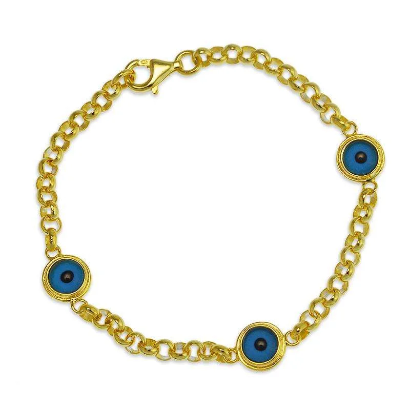 adjustable bracelet with silver links-Jada Blue Evil Eye Chain Bracelet