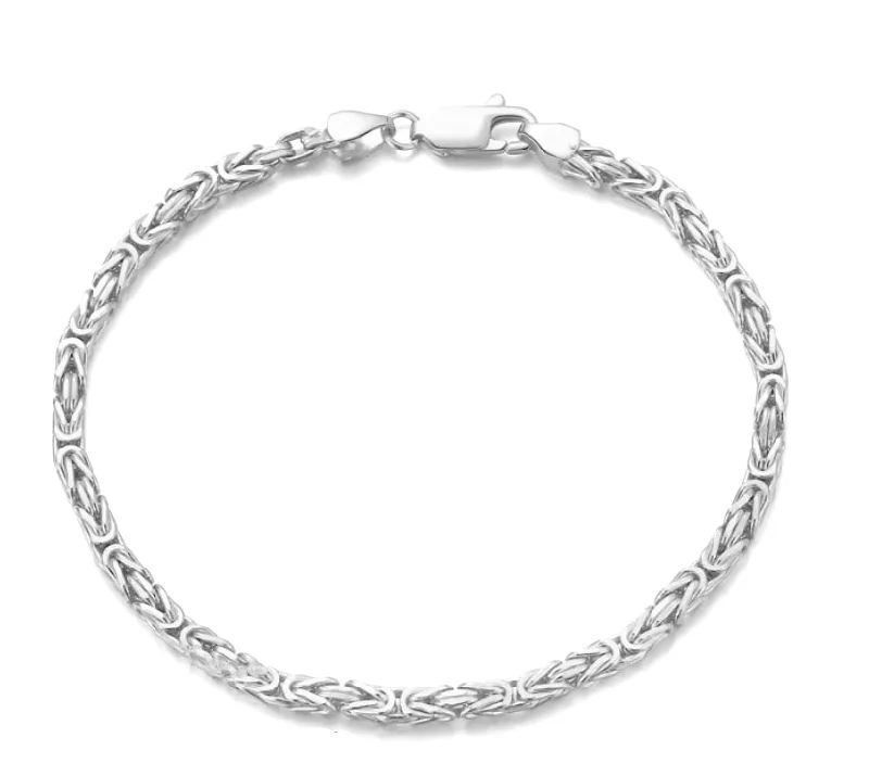 trendy adjustable bangle bracelet for women-Byzantine Chain Men's Bracelet White Gold