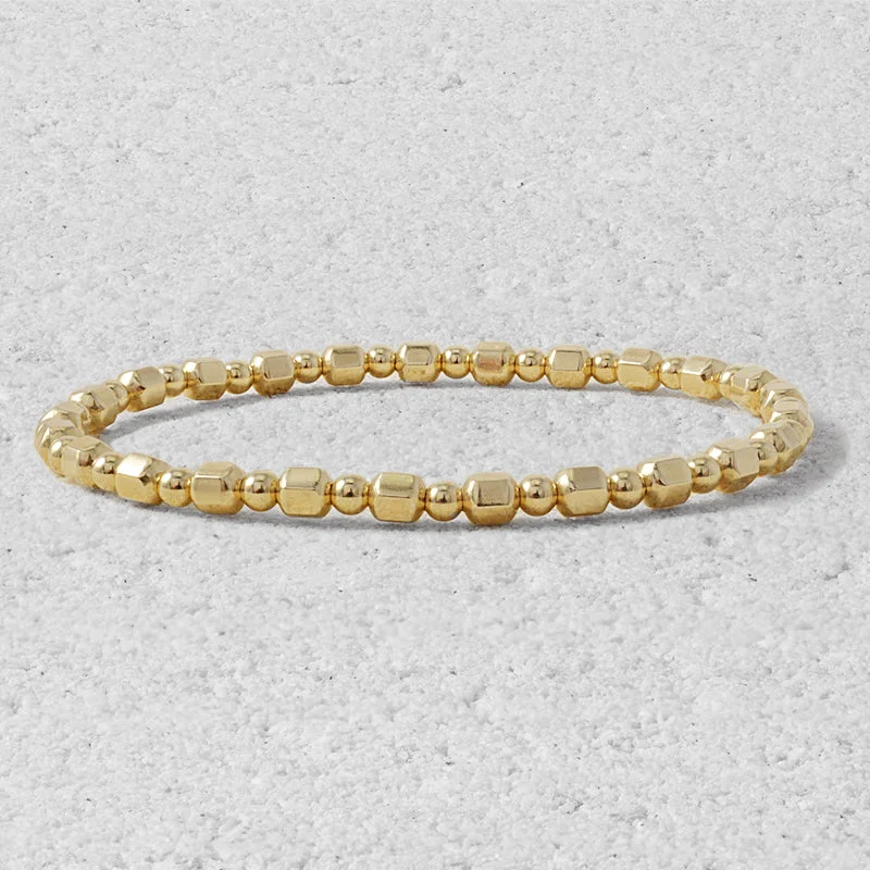 gold plated charm bracelet with pearls-Cora Faceted Bead Bracelet