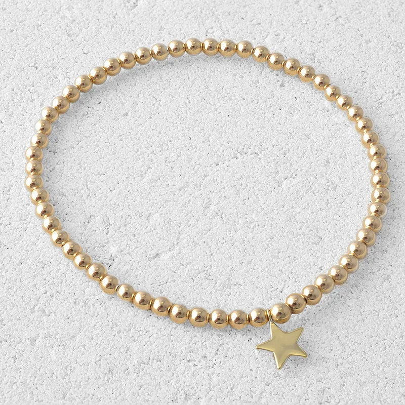 personalized bracelet with engraved name-Daisy Star Bead Bracelet