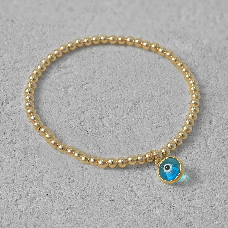 custom silver link bracelet for men-Delaney Evil Eye Bead Bracelet