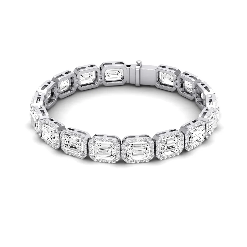 gold charm bracelet for women with crystals-Delta Emerald Cut Diamond Bracelet