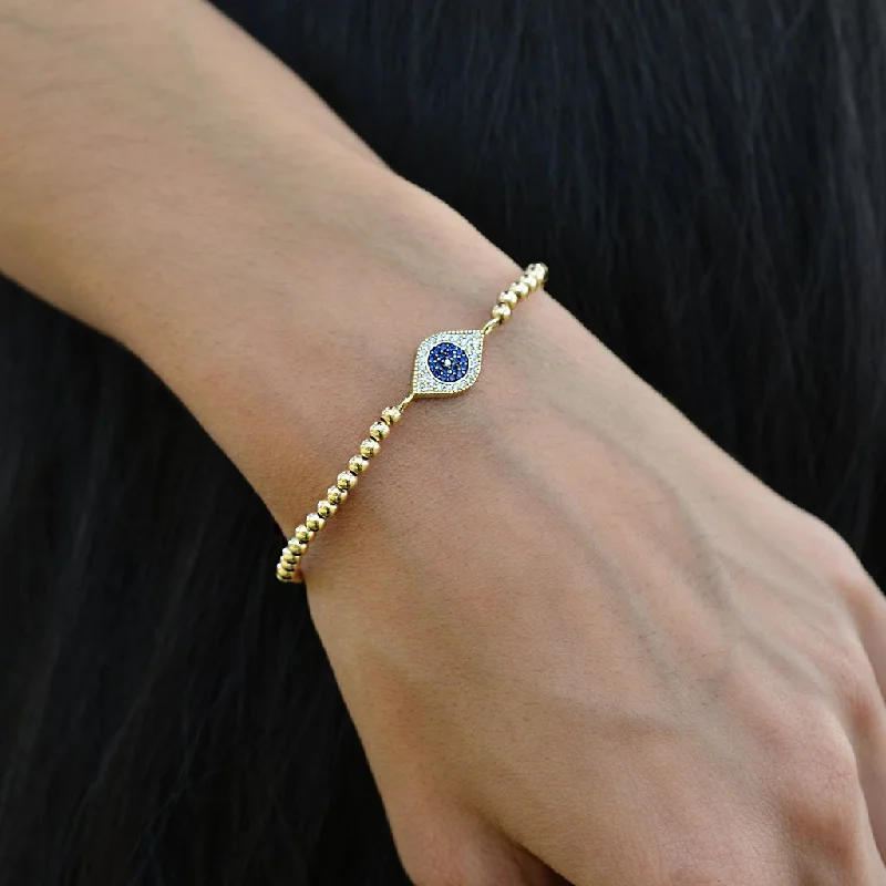 personalized leather and gemstone bracelet-Erin Blue Evil Eye Bead Bracelet