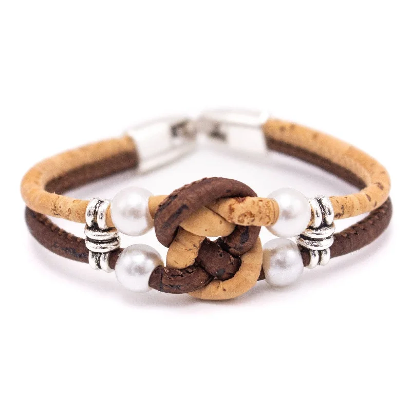 adjustable silver bangle bracelet for men-Handmade Cork Bracelet  DBR-024