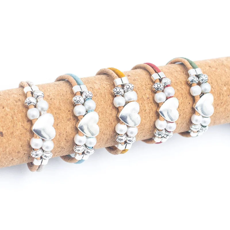 custom engraved bracelet for special occasion-Hearty-Colorful cork bracelet BR-429-MIX-5