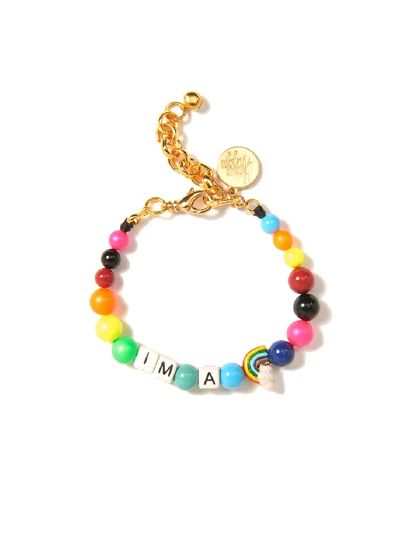 adjustable charm bracelet for kids-I'M A RAINBOW PEARL BRACELET