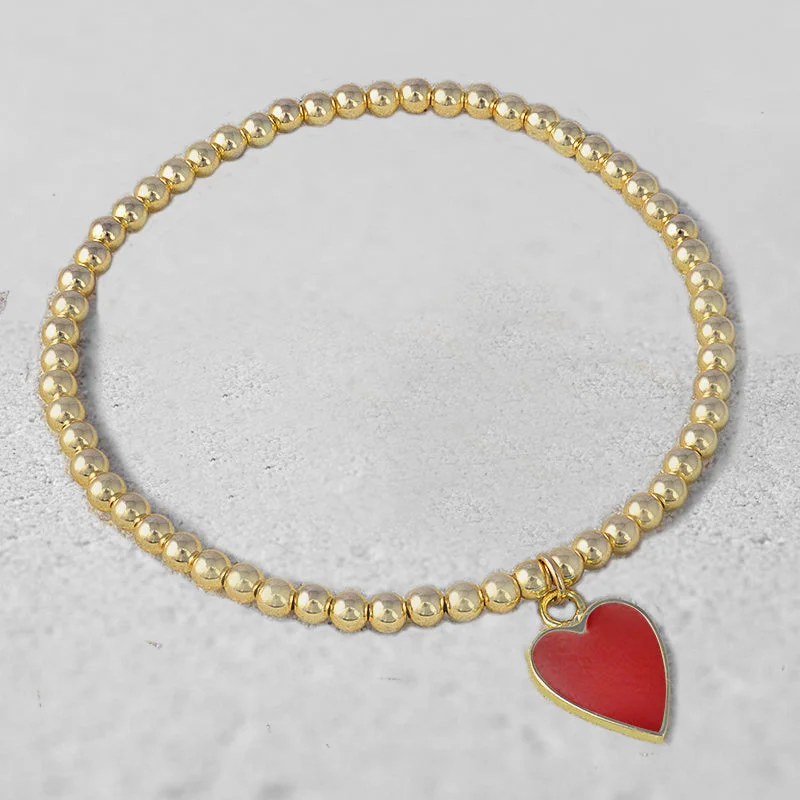 personalized gemstone bangle bracelet-Juliana Heart Bead Bracelet