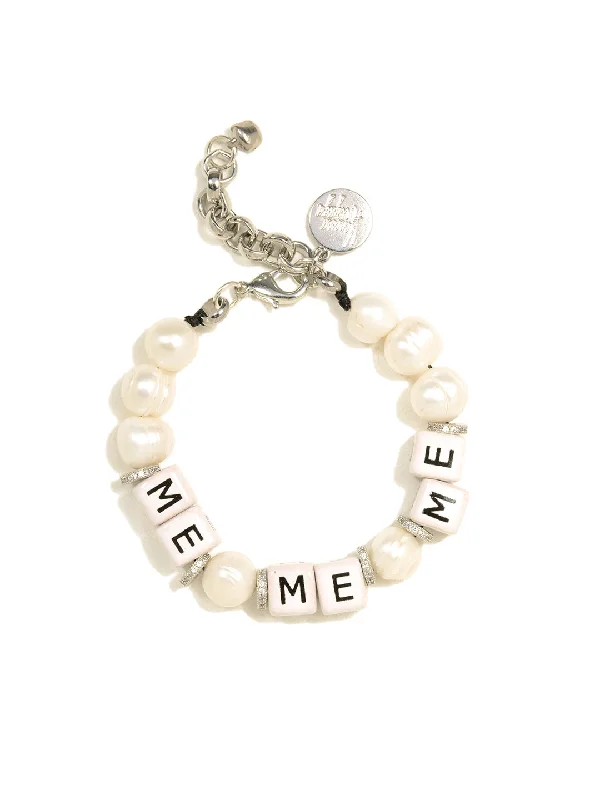 personalized bracelet with pearls-ME ME ME FRESHWATER PEARL BRACELET