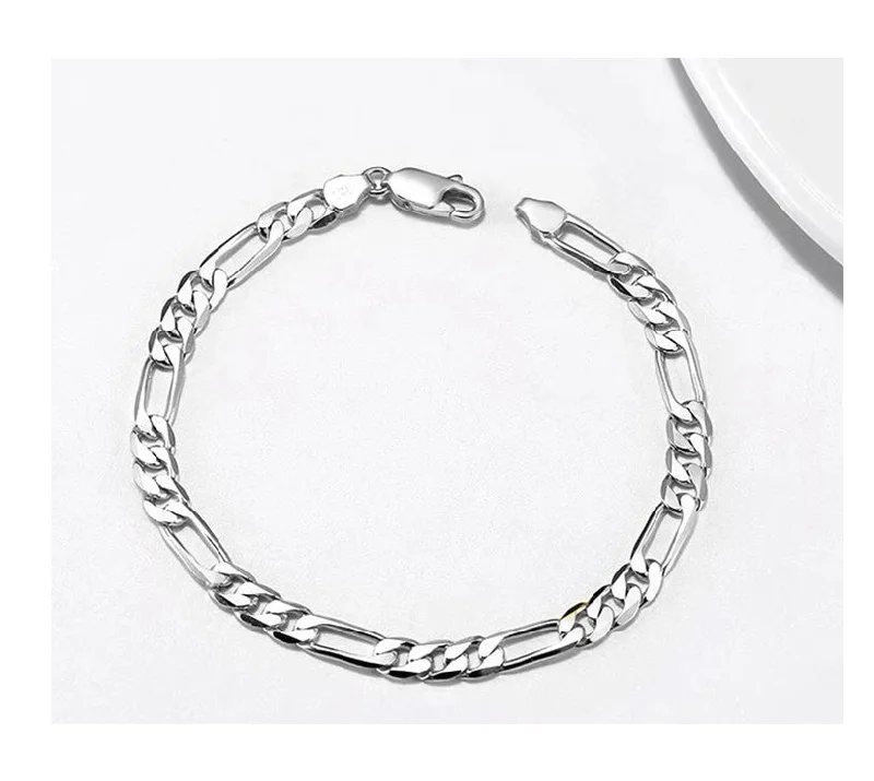 engraved charm bracelet for women-Rope Chain Men's Bracelet White Gold