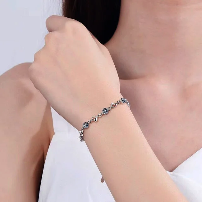 leather bangle with silver clasp-Santana Diamond Bracelet