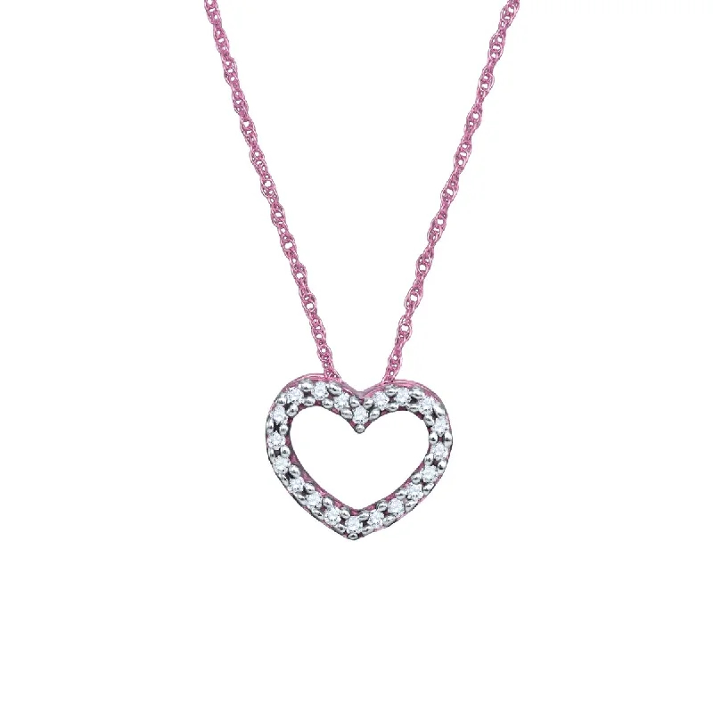 silver pendant necklace for best friend with message-1/12 CTW Diamond Heart 18-inch Pendant in 10KT Rose Gold