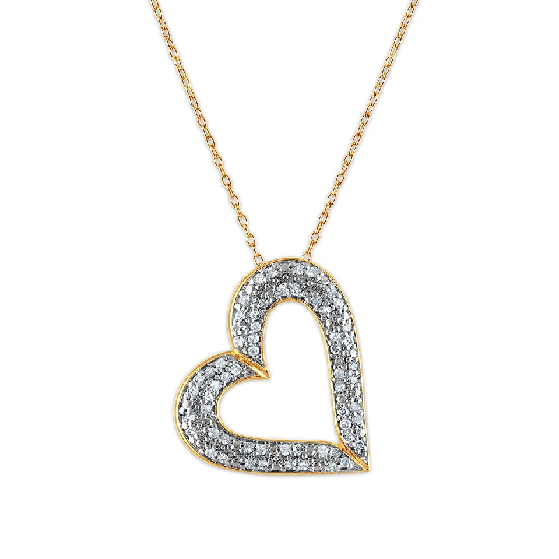 custom pendant necklace with name for birthday gift-1/2 CTW Diamond Heart 18-inch Pendant in Yellow Gold Plated Sterling Silver