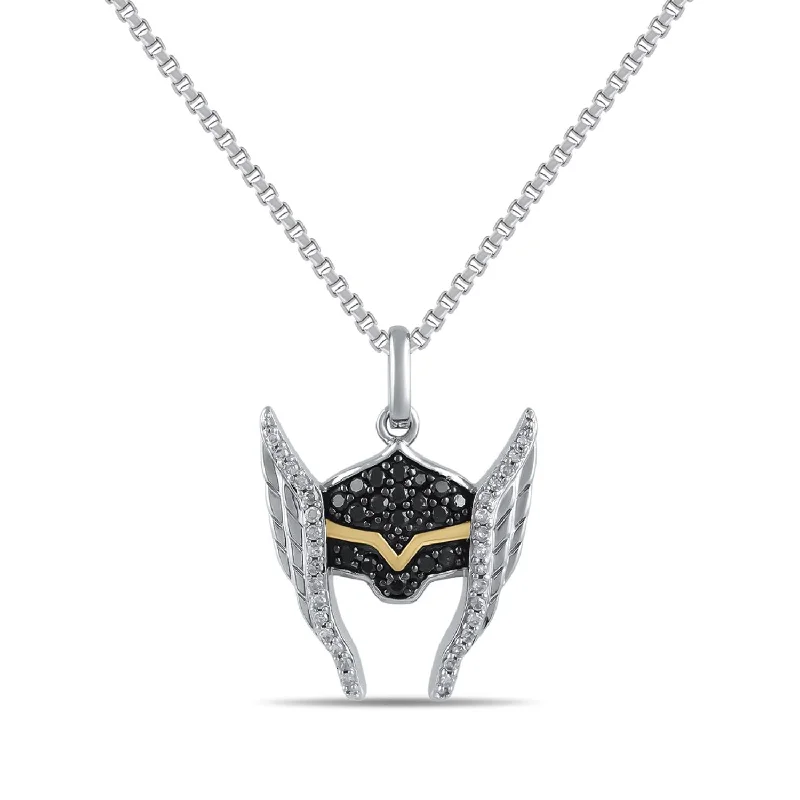 personalized necklace with message for wedding anniversary-Marvel™ Fine Jewelry 1/4 CTW Diamond 18-inch Thor Pendant in Sterling Silver