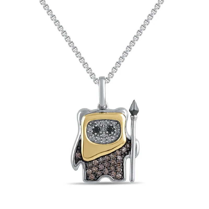 silver pendant necklace for best friend with initials-Star Wars™ Fine Jewelry 1/5 CTW Diamond EWOK™ Pendant in Sterling Silver