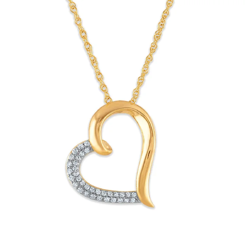 personalized gemstone pendant necklace with initials-1/5 CTW Diamond Heart 18-inch Pendant in 10KT Yellow Gold