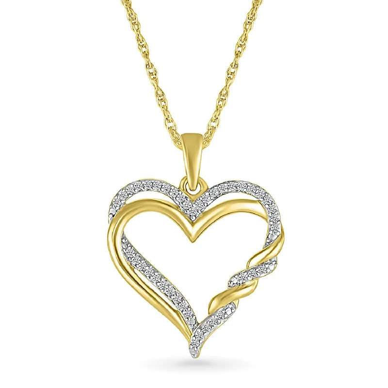 personalized pendant necklace with crystal for special occasion-1/6 CTW Diamond Heart 18-inch Pendant in 10KT Yellow Gold