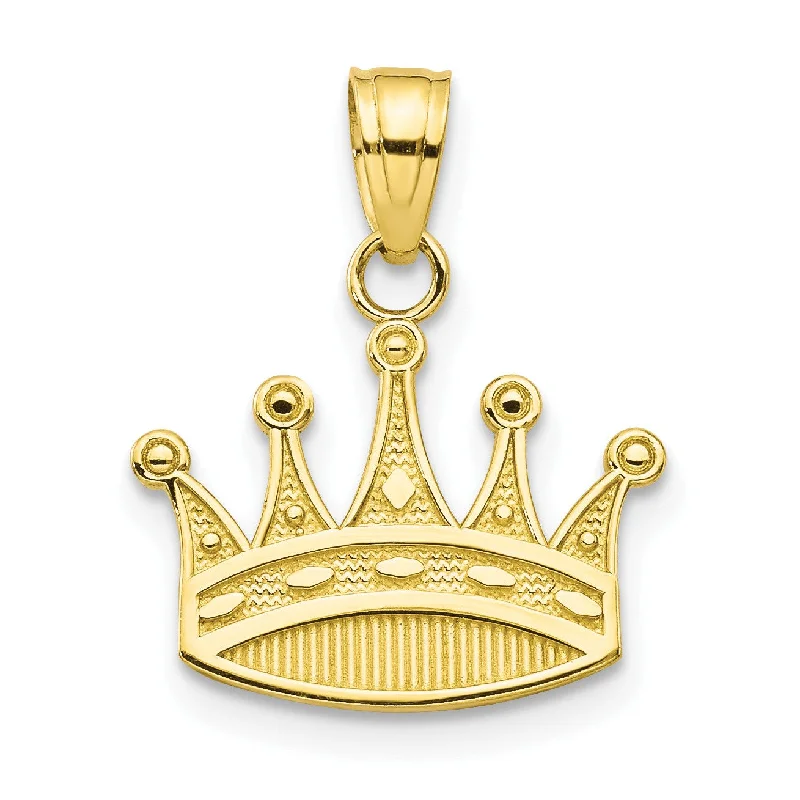 custom pendant necklace with engraved date for wedding-10KT Yellow Gold 20X18MM Crown Charm