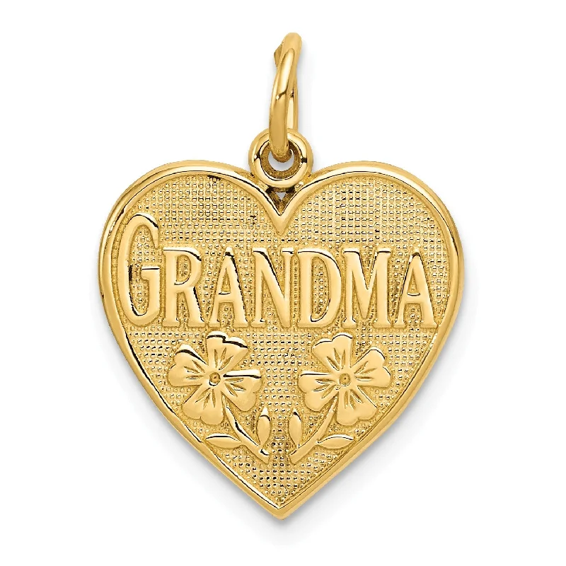 delicate silver chain with pendant for girls-14k Grandma Heart Charm