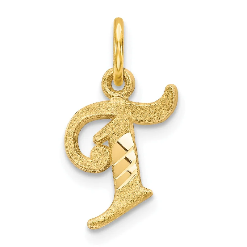 personalized bar necklace for men with custom text-14k Initial T Charm