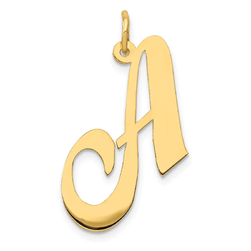 custom pendant necklace for anniversary with birthstone-14k Large Fancy Script Initial A Charm