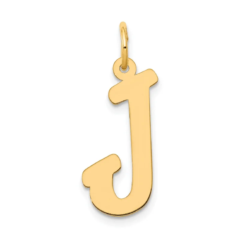 personalized pendant necklace with engraved name for kids-14k Large Script Initial J Charm