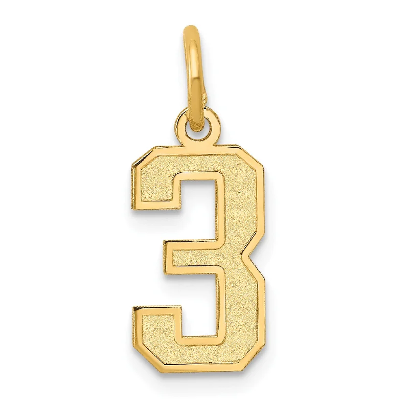 personalized pendant necklace for women with engraving-14k Small Satin Number 3 Charm