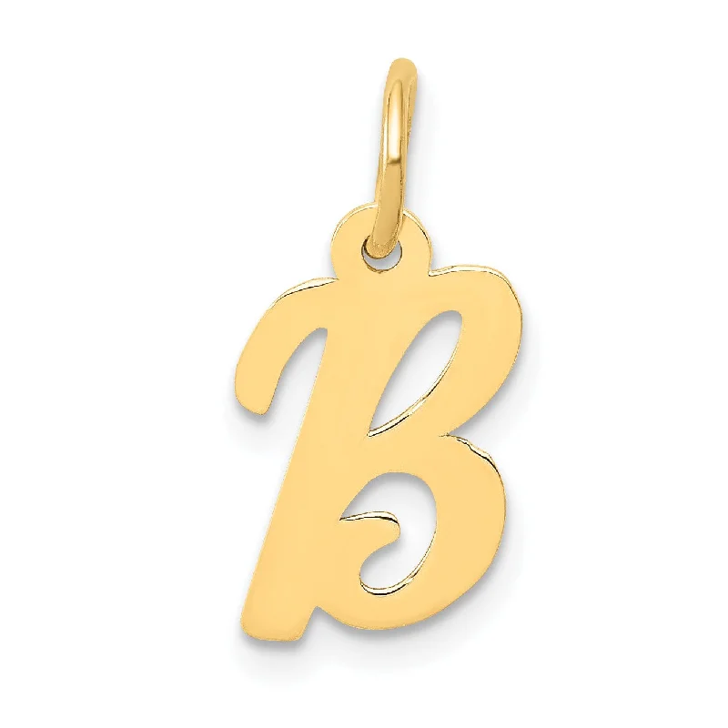 personalized pendant necklace with inspirational text for her-14k Small Script Initial B Charm