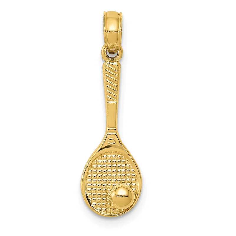 gold pendant necklace with initials for men-14k Tennis Racquet and Ball Charm