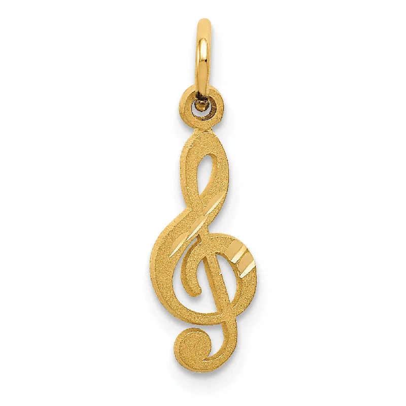 personalized pendant necklace for wife with date engraving-14k Treble Clef Charm