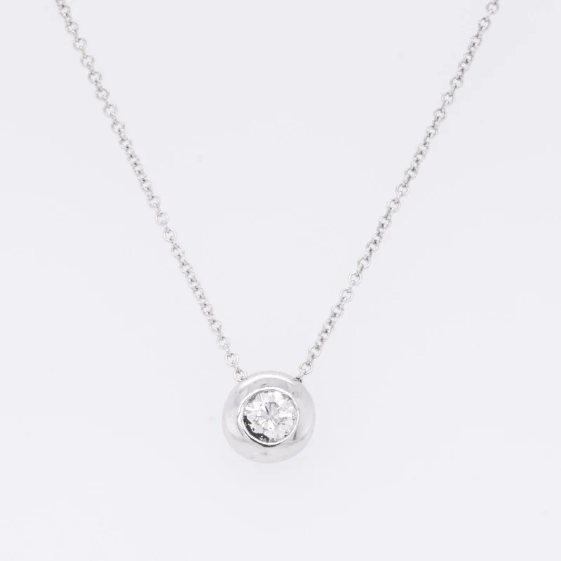 personalized pendant necklace with initials for girlfriend-14k White Gold Diamond Bezel Set Pendant Necklace 0.20ct G VS2 2.0 grams 16.5"