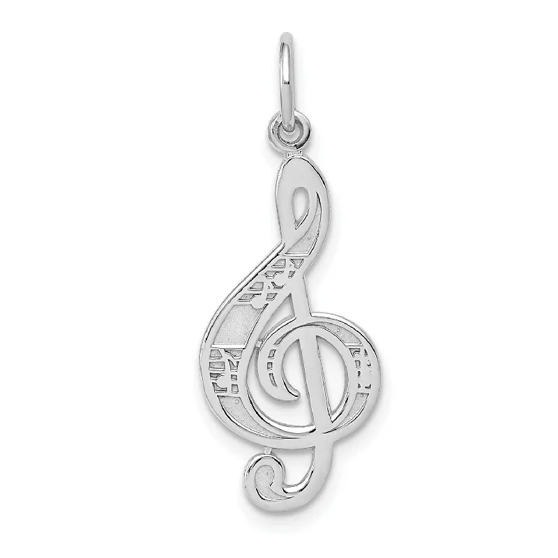 silver pendant necklace with initials for couples-14k White Gold Treble Cleft Charm