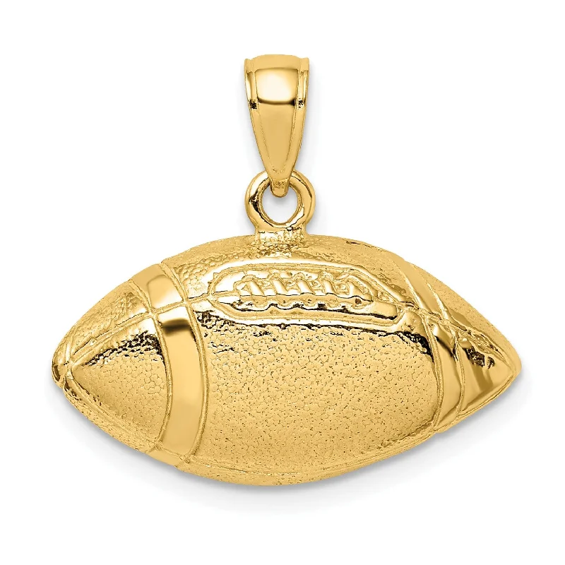 silver pendant necklace with custom family initials for dad-14KT Yellow Gold 12X23MM Football Charm