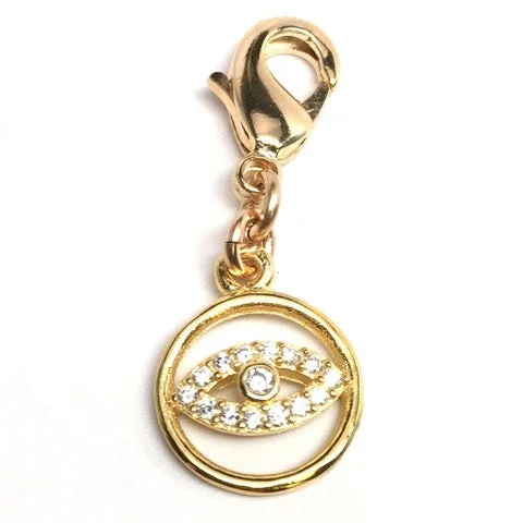 custom photo pendant necklace for family reunion-14KT Yellow Gold Plated Sterling Silver and Cubic Zirconia Charm