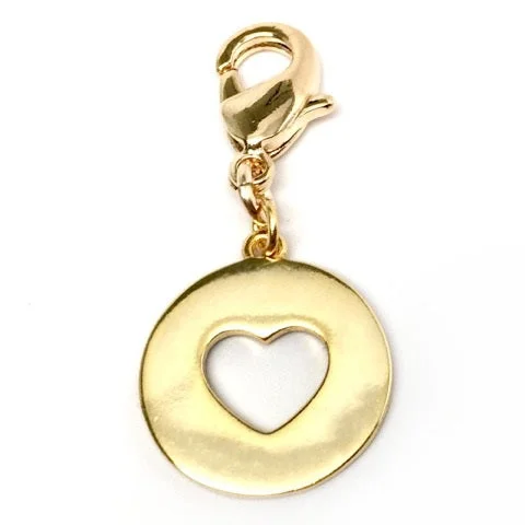 personalized gold pendant necklace for wedding with names-14KT Yellow Gold Plated Sterling Silver Heart Charm