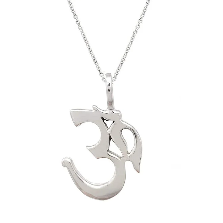 gold pendant necklace with custom text for special occasion-Silver Om Pendant Necklace For Women And Men