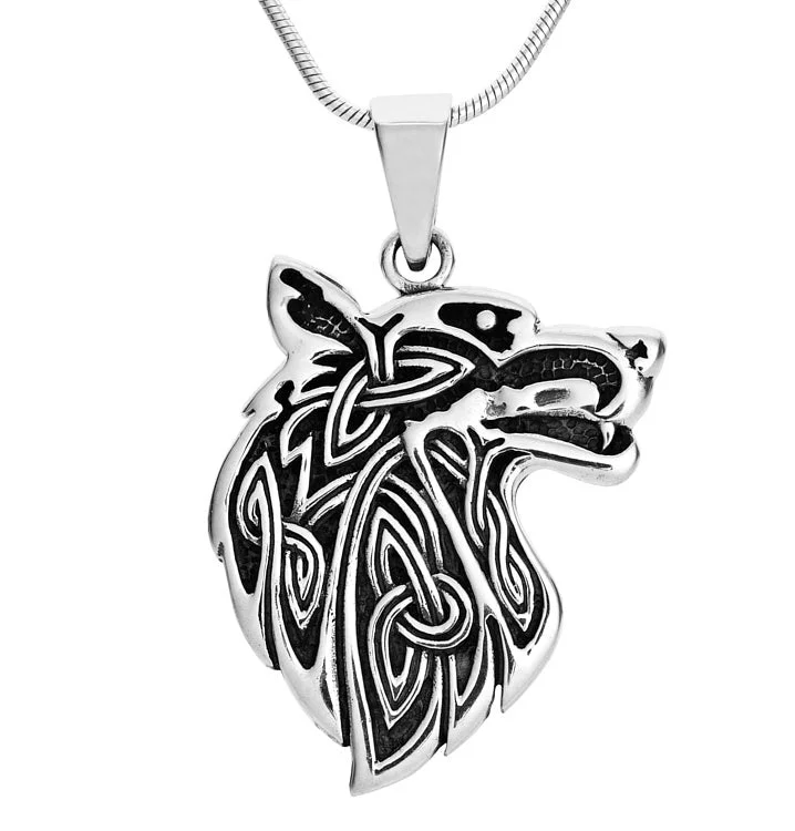 custom pendant necklace with meaningful engraving for best friend-Classic Sterling Silver Wolf Pendant For Men and Women