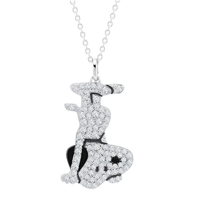 gold pendant necklace for anniversary with custom text-Crislu Platinum Plated Sterling Silver Cubic Zirconia 18-inch Snoopy Pendant