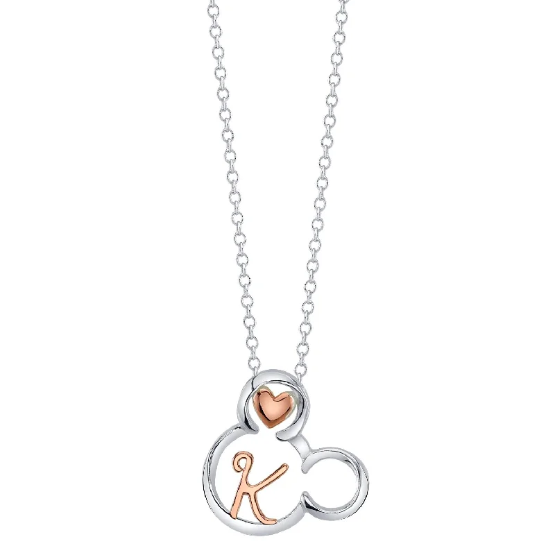 custom pendant necklace for her with photo charm-Disney Sterling Silver 18-inch Initial Pendant; Initial K