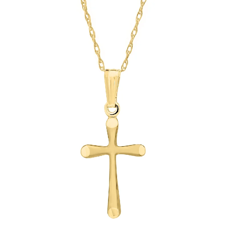 custom pendant necklace for wife with date engraving-Kiddie Kraft 14KT Yellow Gold 15-inch Childrens Cross Pendant