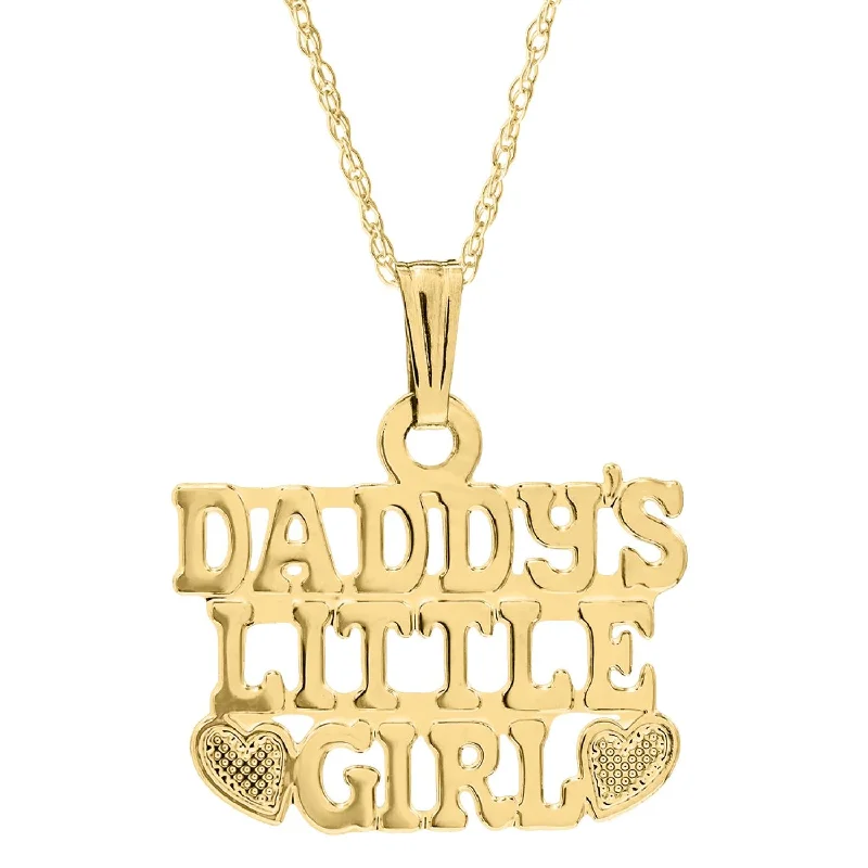 personalized heart-shaped pendant necklace for wife-Kiddie Kraft 14KT Yellow Gold 15-inch Childrens Daddy's Little Girl Pendant