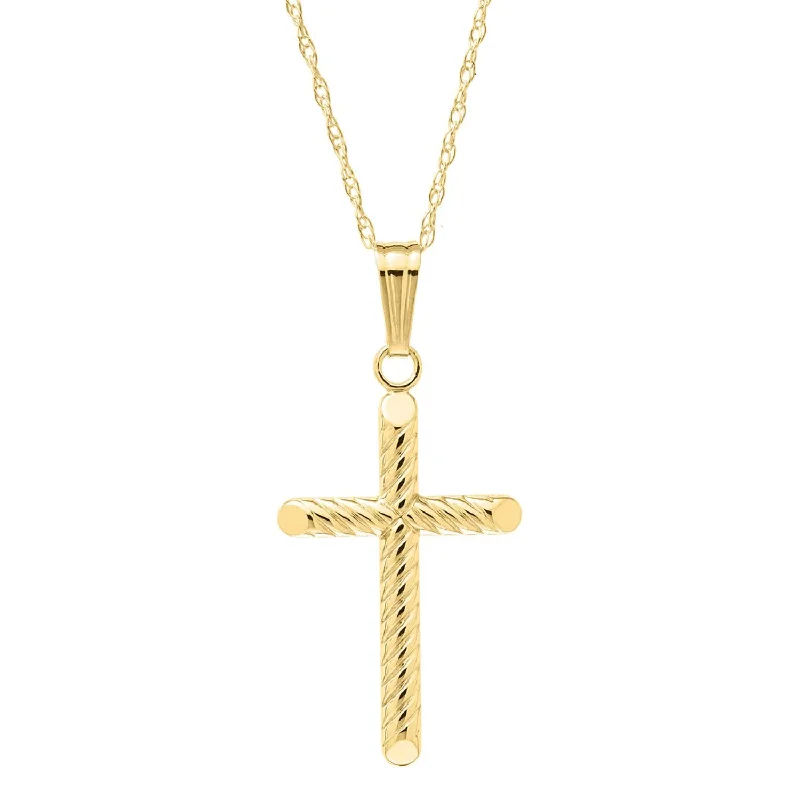 personalized crystal pendant necklace for her with message-Kiddie Kraft 14KT Yellow Gold 15-inch Childrens Cross Pendant