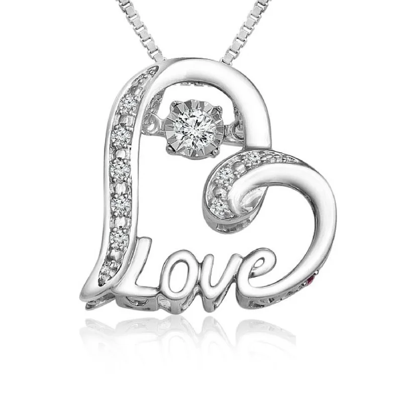 custom pendant necklace for anniversary with family initials-LoveSong 1/10 CTW Diamond Dancing 18-inch Pendant in Sterling Silver