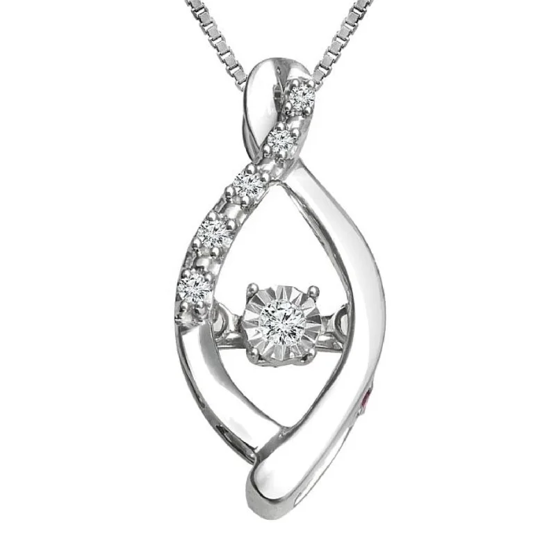 custom pendant necklace for anniversary with custom engraving-LoveSong 1/20 CTW Diamond Dancing 18-inch Pendant in Sterling Silver