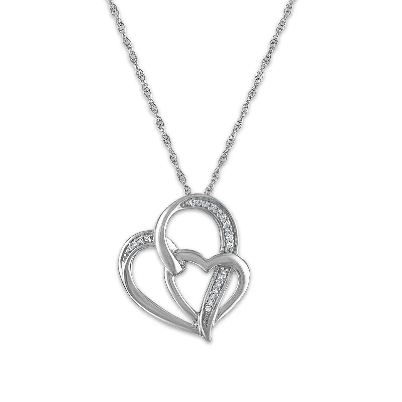 personalized infinity pendant necklace with family initials-LoveSong 1/20 CTW Diamond Heart 18-inch Pendant in Sterling Silver