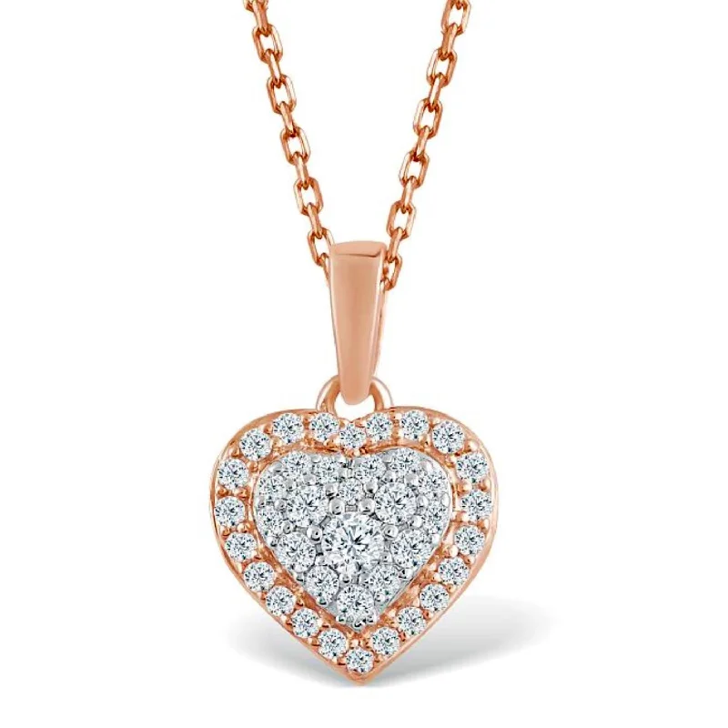 personalized pendant necklace for mom with heart charm-Red Hot Deal 1/4 CTW Diamond Heart 18-inch Pendant in 10KT Rose Gold