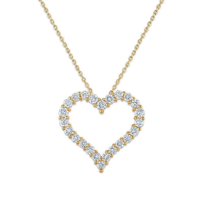 silver pendant necklace for him with special engraving-Signature EcoLove 1 CTW Lab Grown Diamond 18-inch Heart Pendant in 14KT Yellow Gold