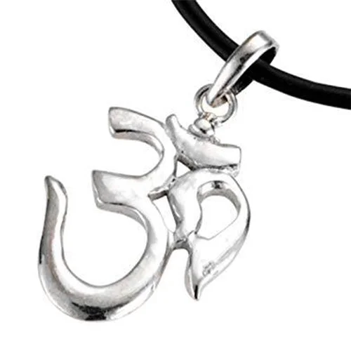 silver pendant necklace for girlfriend with engraved quote-Sterling Silver Om Pendant Necklace For Women And Men